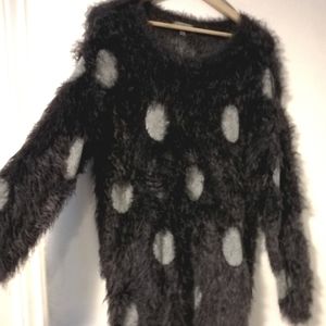 Dark grey polka dot fuzzy sweater - PRICE DROP, get ready for Fall!
